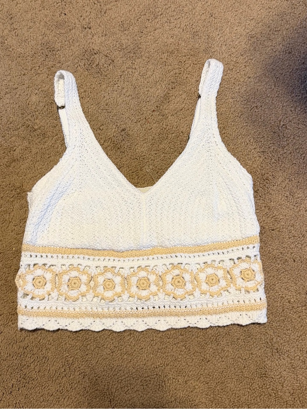 Hollister White Crochet Tank Top